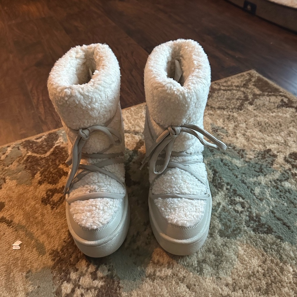 Cozy White and Gray Winter Boots